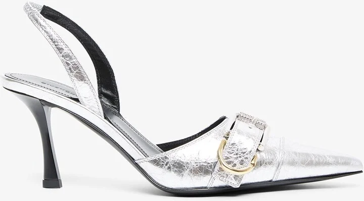 Voyou silver slingback pumps