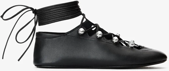 Vyolette Lace-Up Flat In Leather