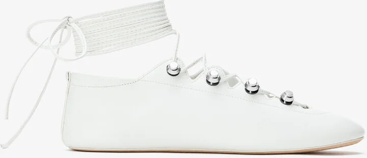 Vyolette Lace-Up Flat In Leather