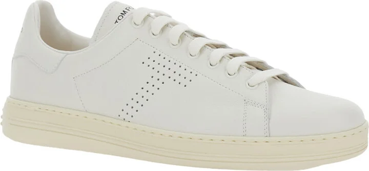 'waiwick' White Low Top Sneakers With Perforated Logo On The Side And Logo Patch On The Tongue In Grained Leather Man - Image 2