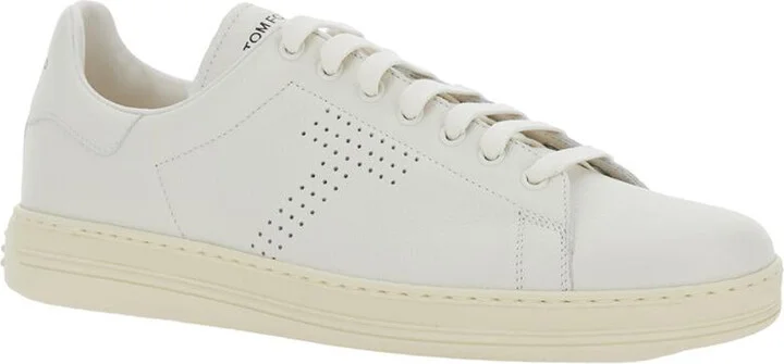 'Waiwick' White Low Top Sneakers With Perforated Logo On The Side And Logo Patch On The Tongue In Grained Leather Man - Image 2