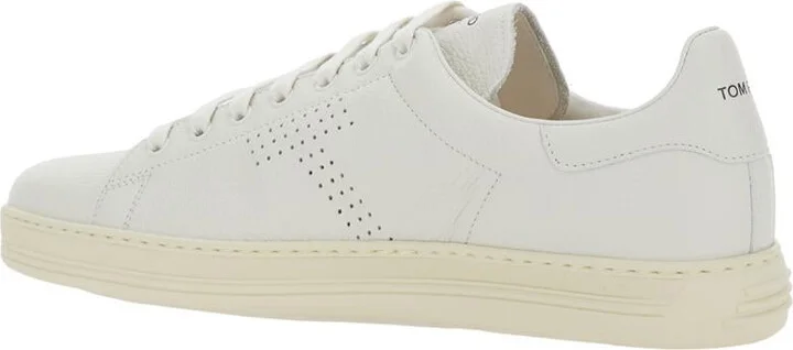 'Waiwick' White Low Top Sneakers With Perforated Logo On The Side And Logo Patch On The Tongue In Grained Leather Man - Image 3