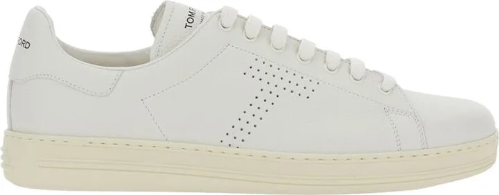 'Waiwick' White Low Top Sneakers With Perforated Logo On The Side And Logo Patch On The Tongue In Grained Leather Man