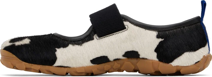Wales Bonner Black & Off-White Mary Jane Flat Sneakers - Image 3