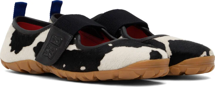 Wales Bonner Black & Off-White Mary Jane Flat Sneakers - Image 4