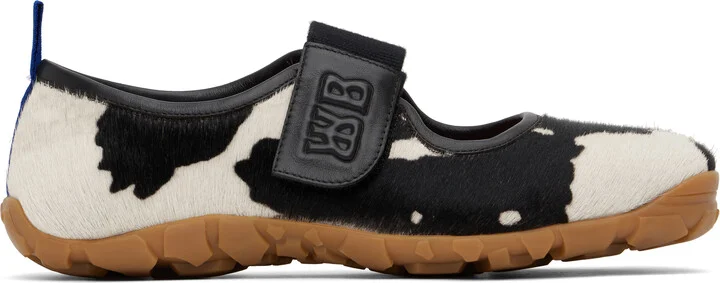 Wales Bonner Black & Off-White Mary Jane Flat Sneakers