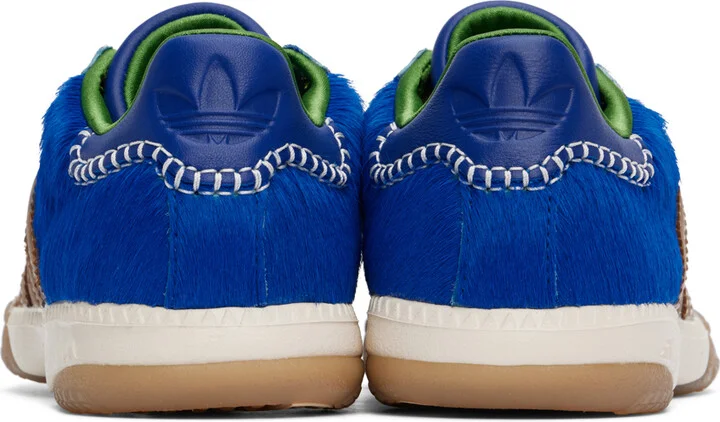 Wales Bonner Brown & Blue adidas Originals Edition Pony Samba Millennium Sneakers - Image 2