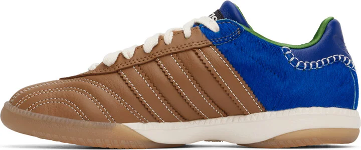 Wales Bonner Brown & Blue adidas Originals Edition Pony Samba Millennium Sneakers - Image 3
