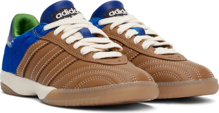 Wales Bonner Brown & Blue adidas Originals Edition Pony Samba Millennium Sneakers - Image 4