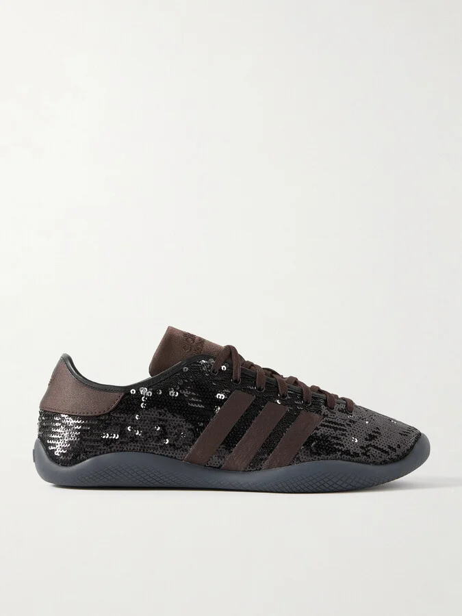 + Wales Bonner Karintha Lo Satin-Trimmed Sequinned Mesh Sneakers