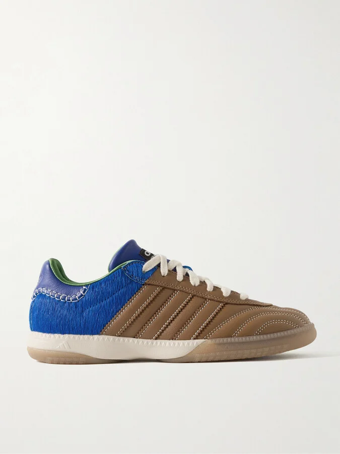 + Wales Bonner Samba Millennium Panelled Leather and Calf Hair Sneakers