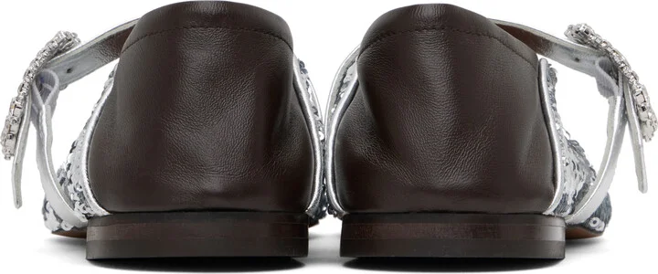 Wales Bonner Silver & Brown Glide Ballerina Flats - Image 2