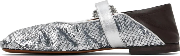 Wales Bonner Silver & Brown Glide Ballerina Flats - Image 3