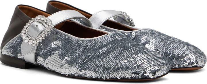 Wales Bonner Silver & Brown Glide Ballerina Flats - Image 4