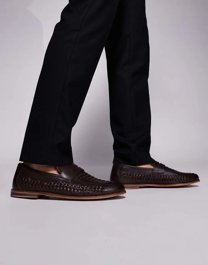 Walk London Arrow penny loafers in brown leather - Image 3