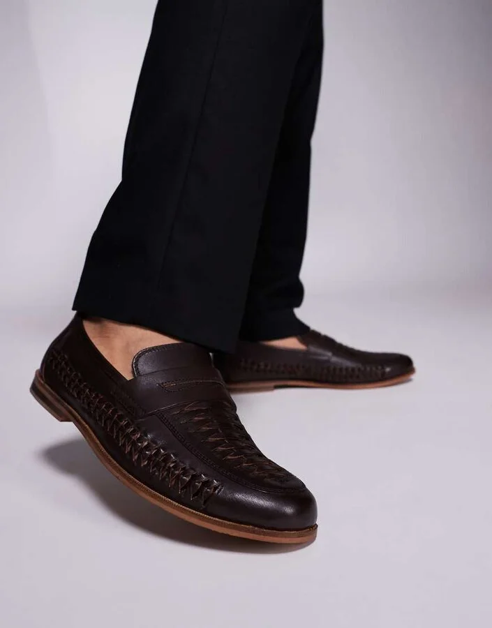 Walk London Arrow penny loafers in brown leather