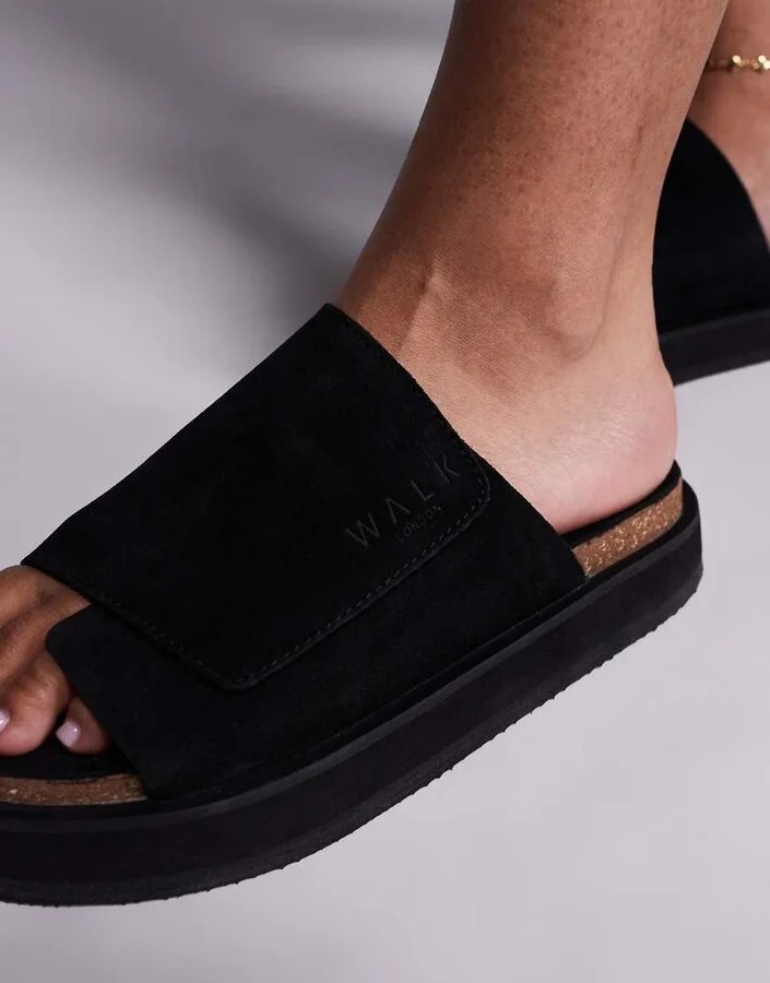 Walk London Barca Velcro Mule in black - Image 4