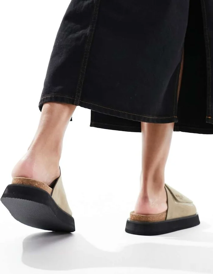Walk London Barca Velcro Mule in stone - Image 3