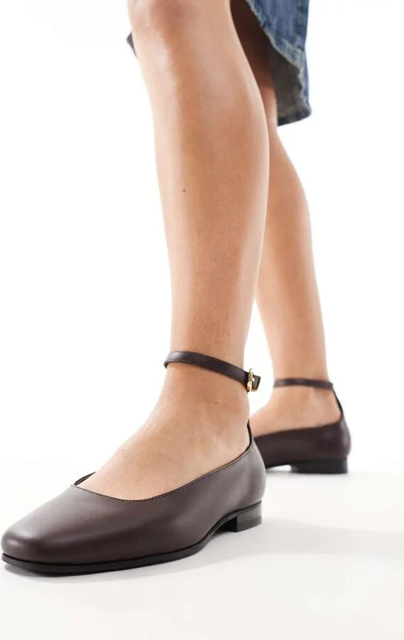 Walk London Bella ankle strap shoes in burgundy leather