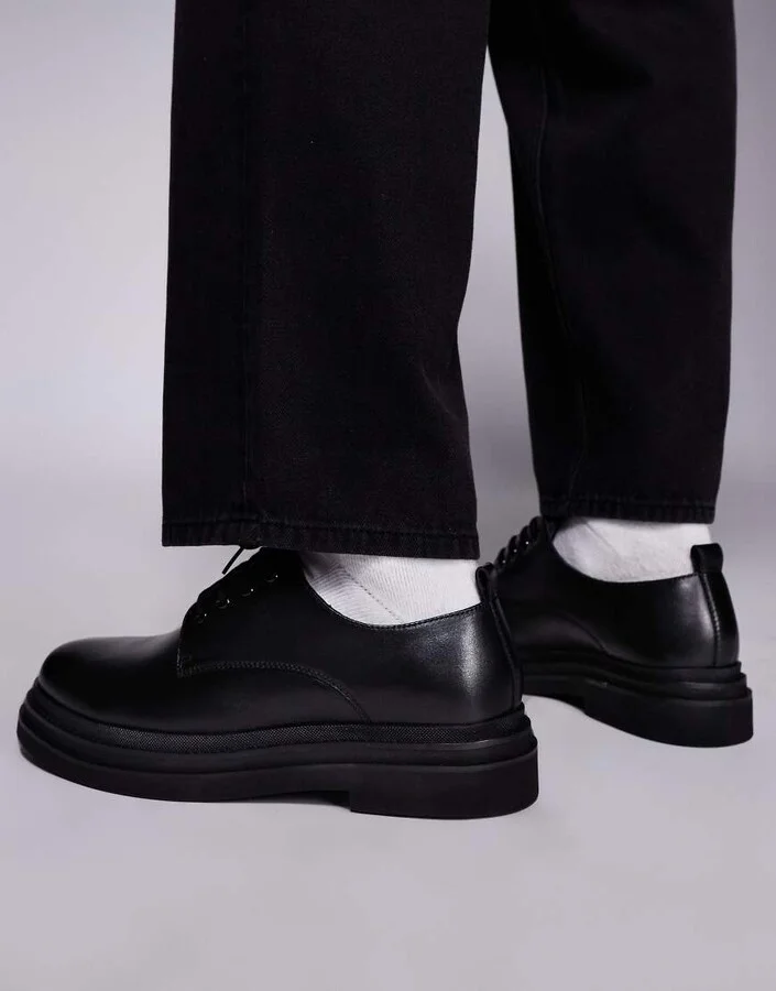 Walk London Brooklyn derby shoes in black leather - Image 4