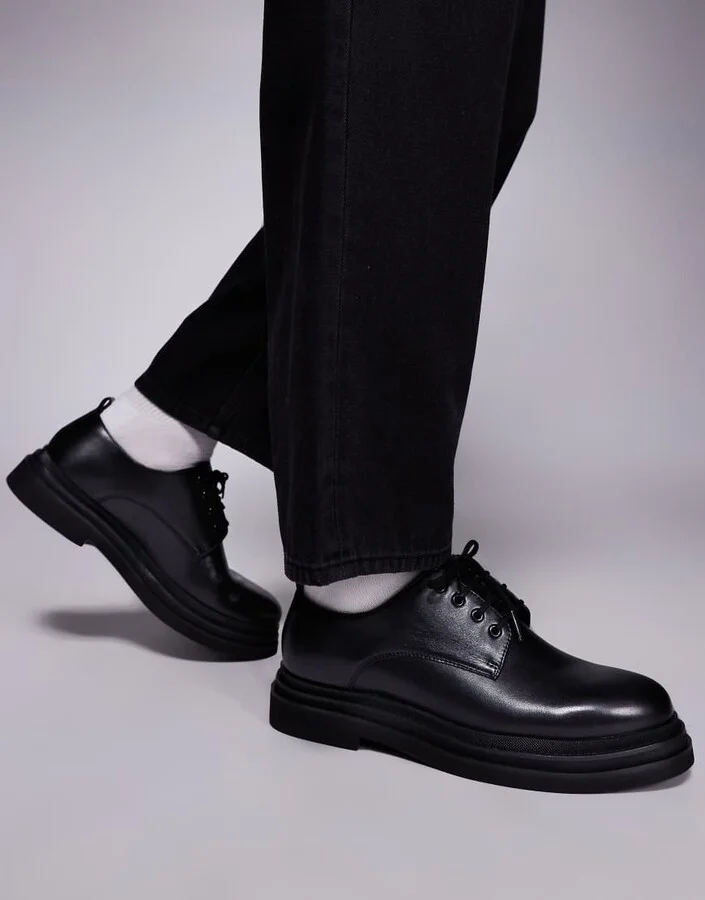 Walk London Brooklyn derby shoes in black leather
