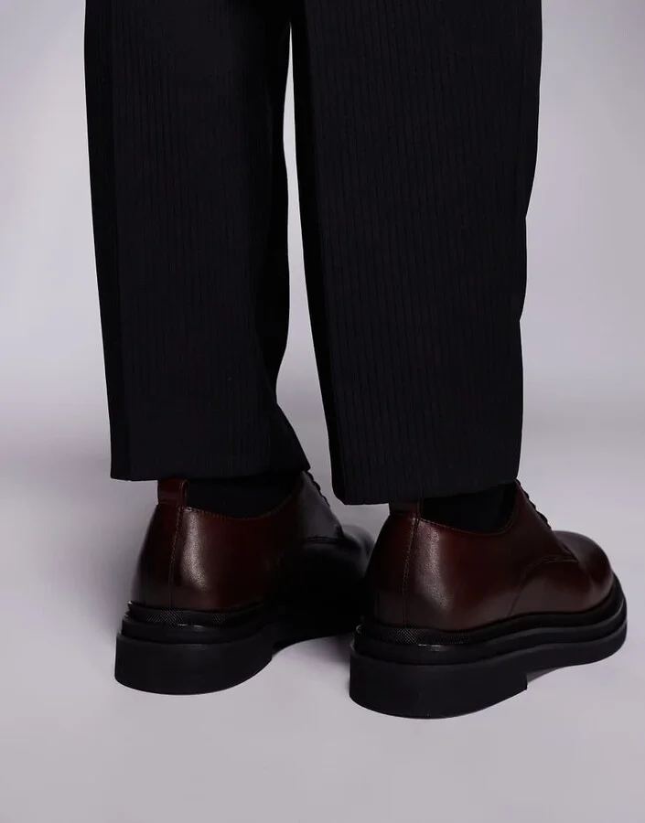 Walk London Brooklyn Derby shoes in brown leather - Image 4