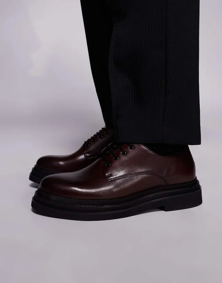 Walk London Brooklyn Derby shoes in brown leather