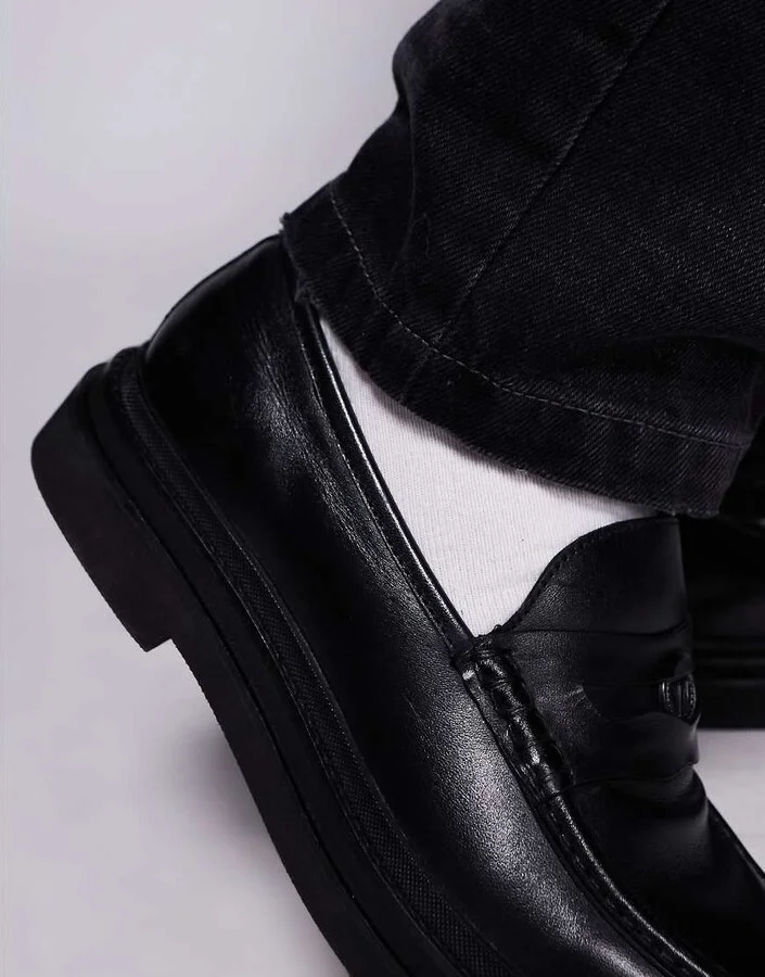 Walk London Brooklyn Penny loafers in black leather - Image 2