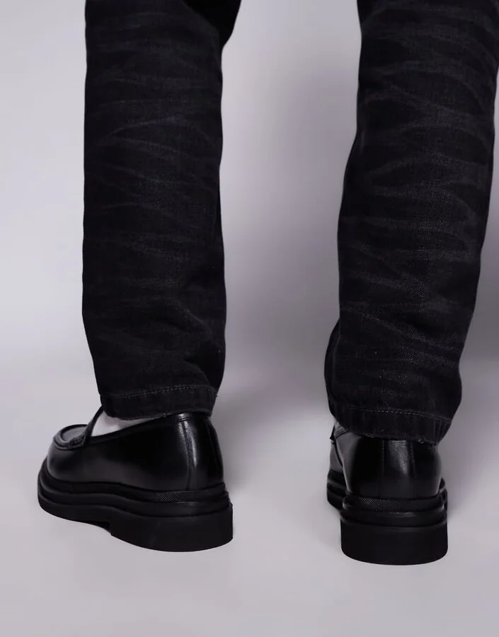 Walk London Brooklyn Penny loafers in black leather - Image 3