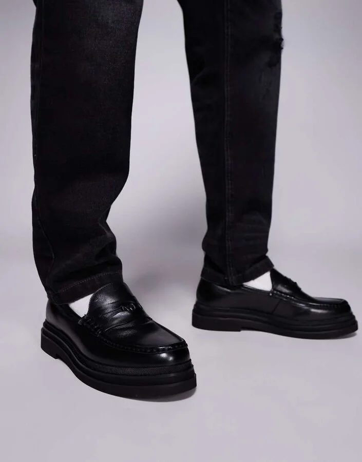 Walk London Brooklyn Penny loafers in black leather - Image 4