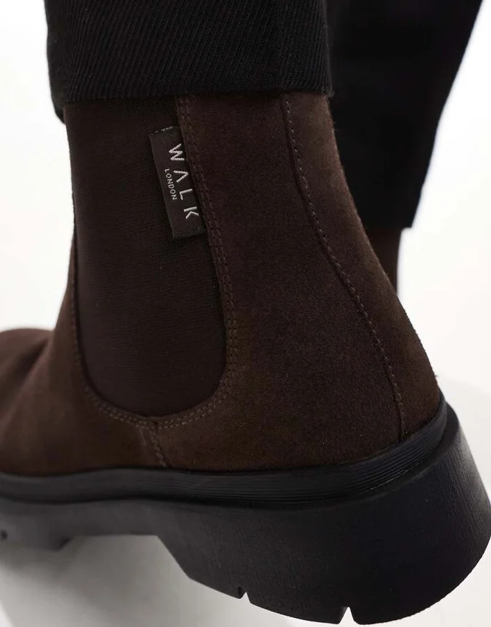 Walk London Callum Chelsea boot in brown suede - Image 2