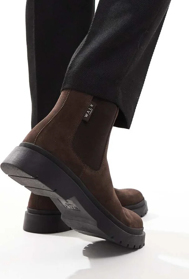 Walk London Callum Chelsea boot in brown suede - Image 3