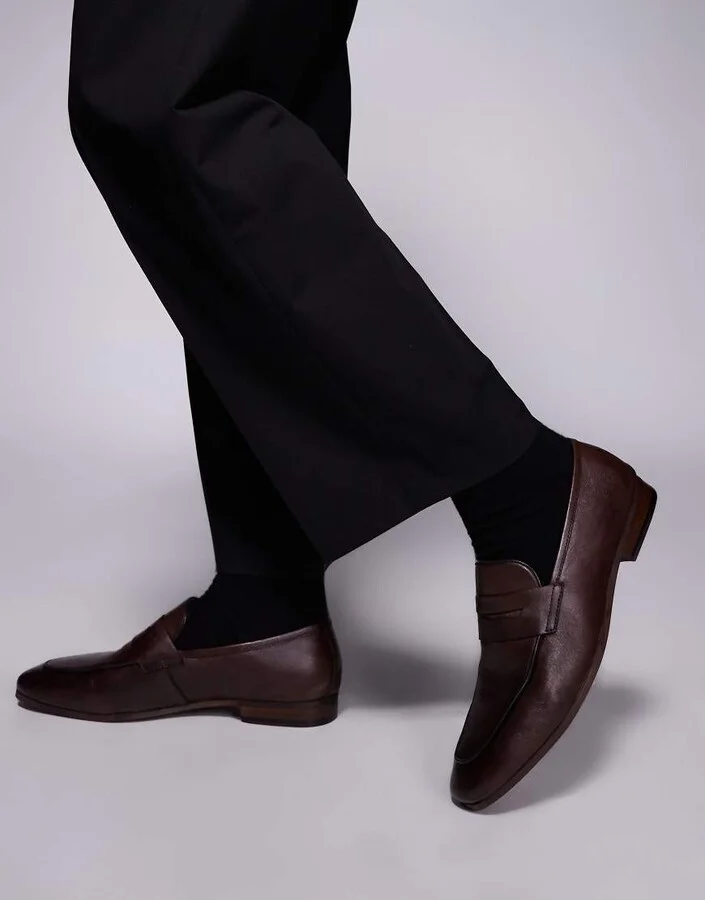Walk London Capri saddle loafers in brown leather - Image 4