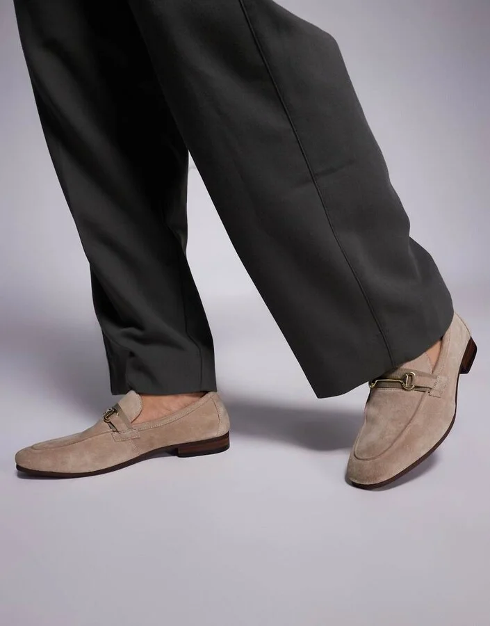 Walk London Capri trim loafers in stone suede