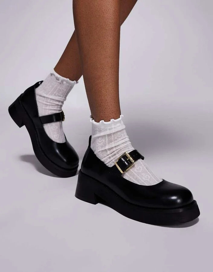 Walk London Cheryl mary janes in smooth black leather