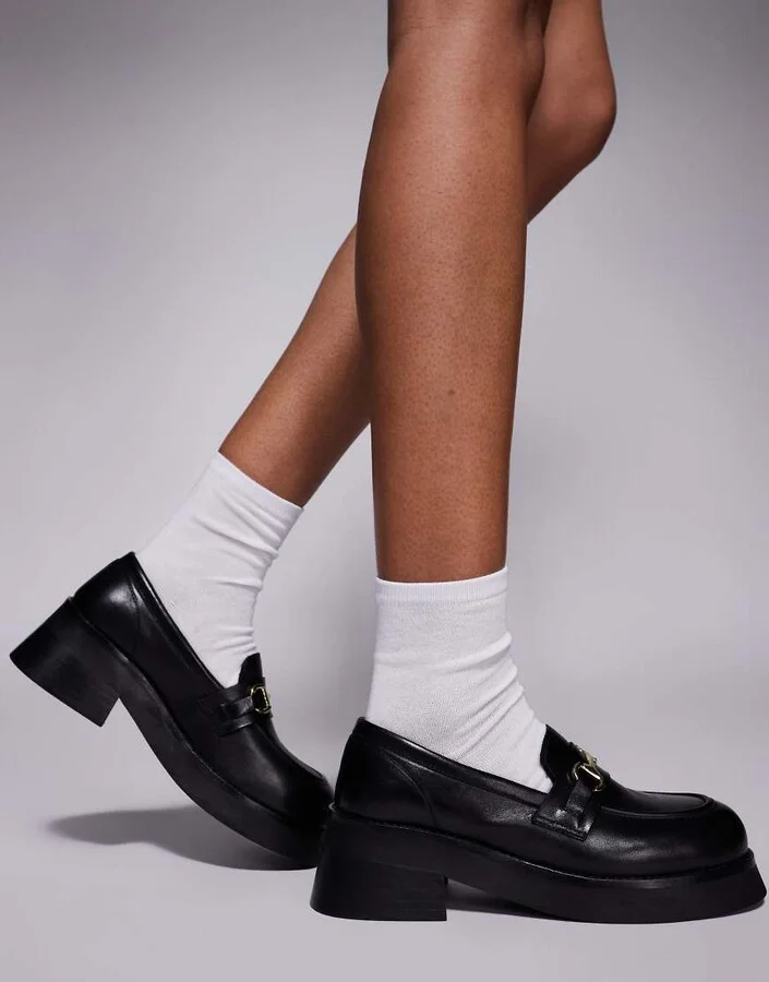 Walk London Cheryl trim loafers in black leather - Image 2