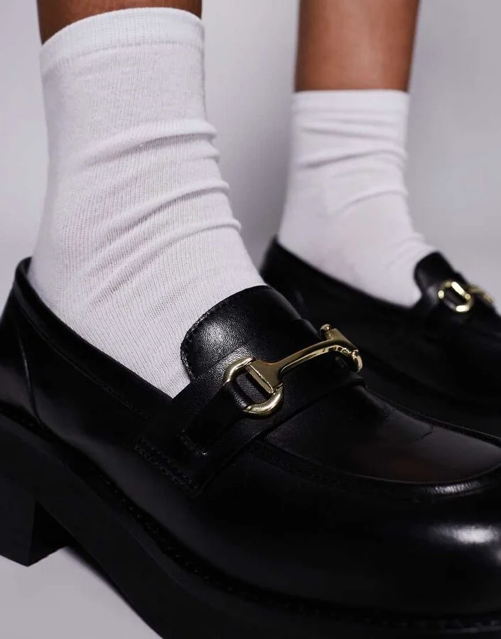 Walk London Cheryl trim loafers in black leather - Image 3