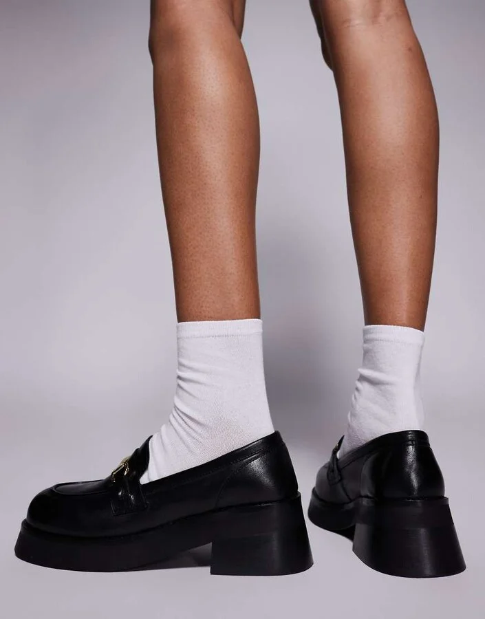 Walk London Cheryl trim loafers in black leather - Image 4