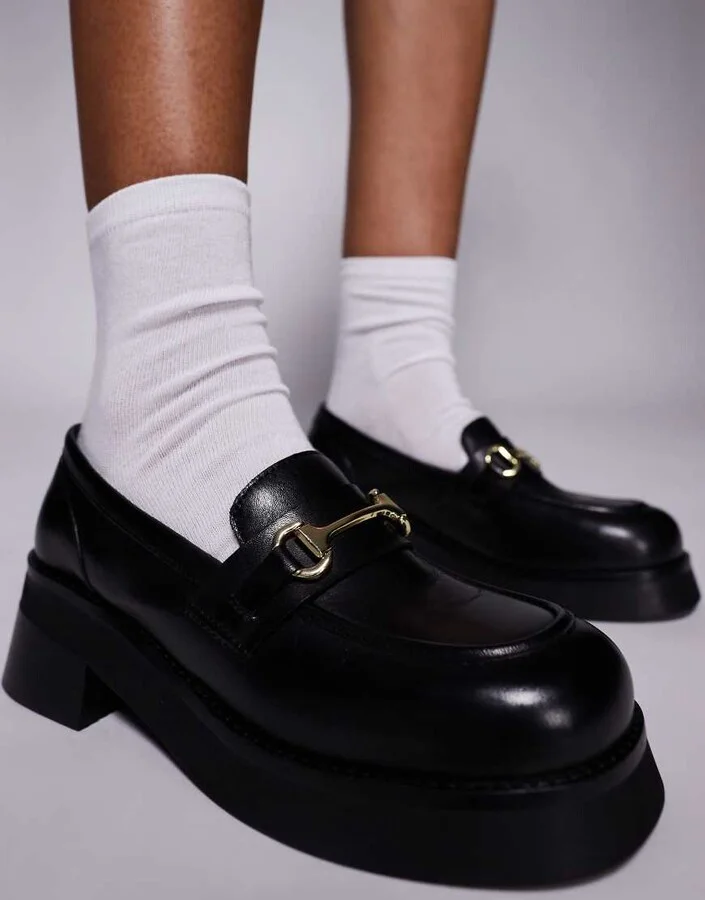 Walk London Cheryl trim loafers in black leather