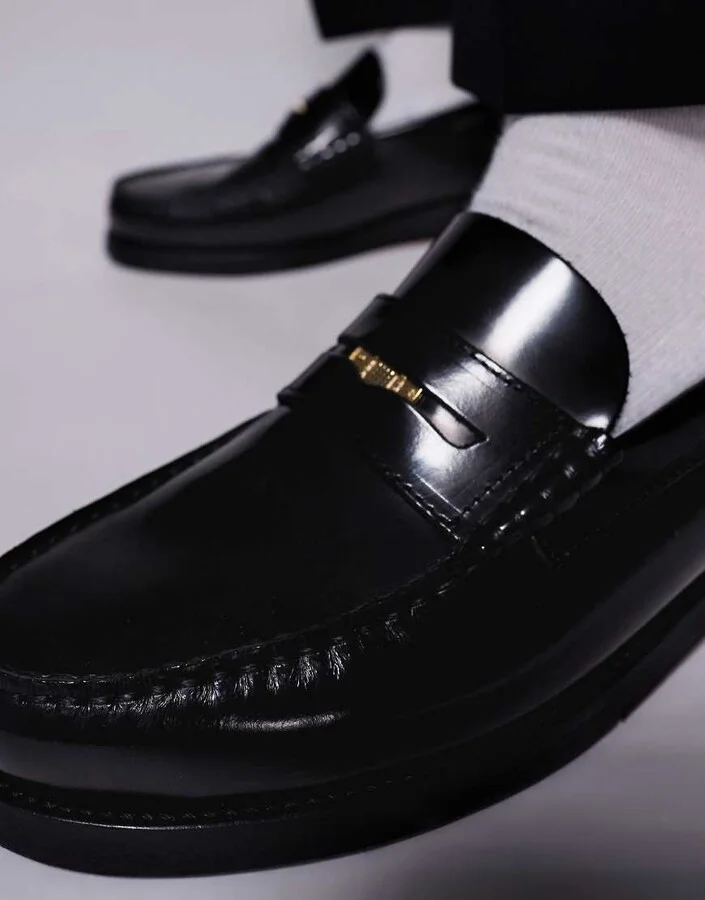 Walk London Dalston penny loafers in black smooth leather - Image 3