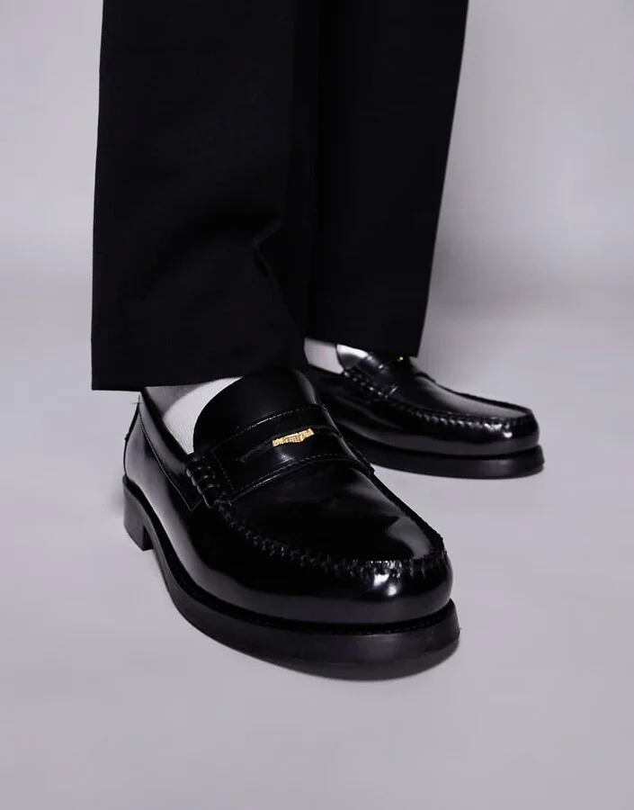 Walk London Dalston penny loafers in black smooth leather - Image 4