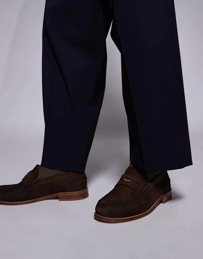 Walk London Dalston penny loafers in brown suede - Image 2