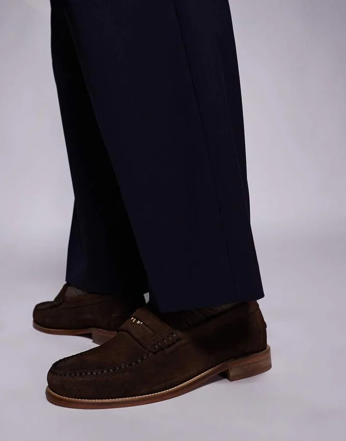 Walk London Dalston penny loafers in brown suede - Image 3