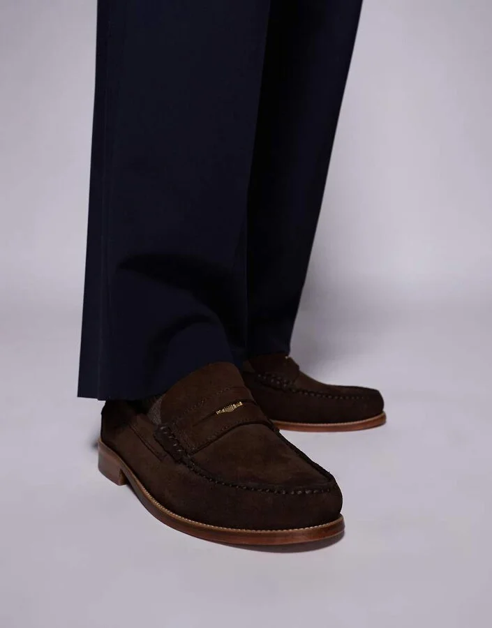 Walk London Dalston penny loafers in brown suede - Image 4