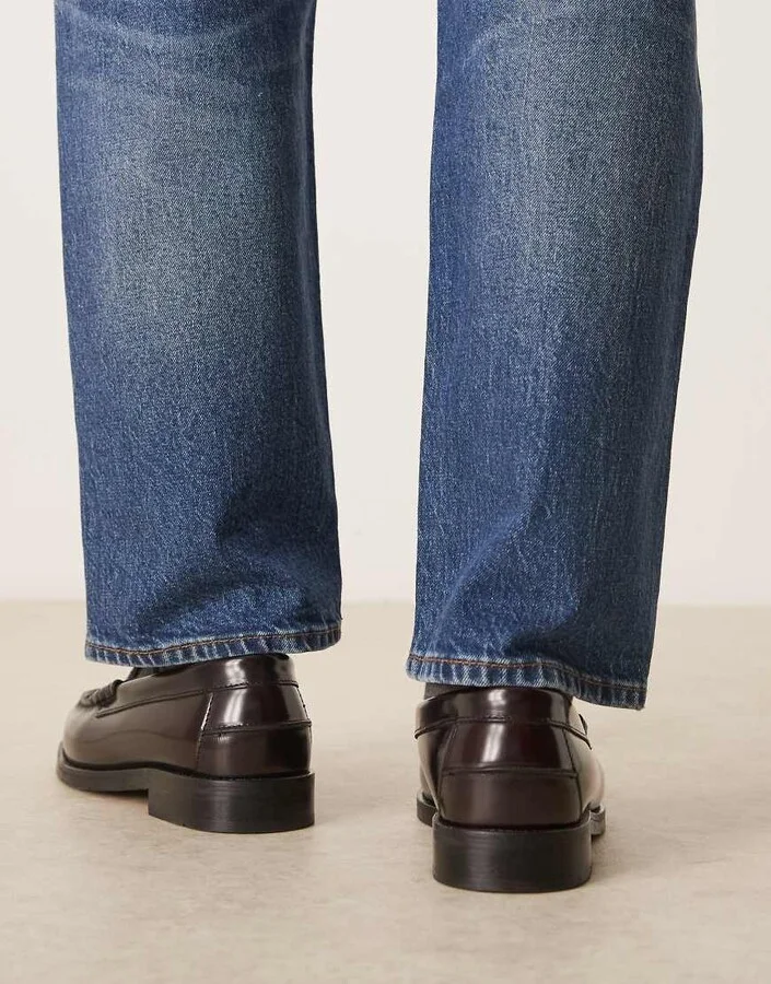 Walk London Dalston penny loafers in deep burgundy - Image 2