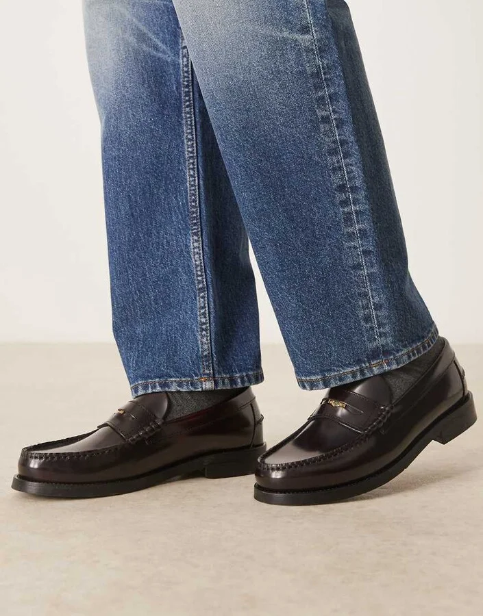 Walk London Dalston penny loafers in deep burgundy