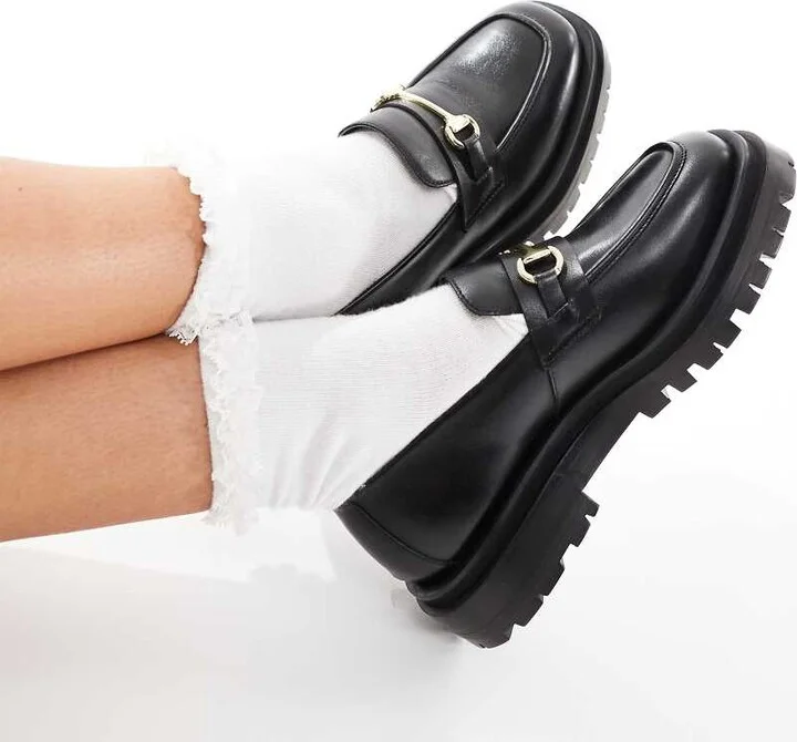Walk London Dana trim loafer in black leather - Image 2