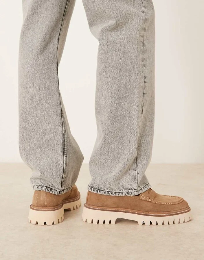 Walk London Hopper saddle loafers in tan suede - Image 3