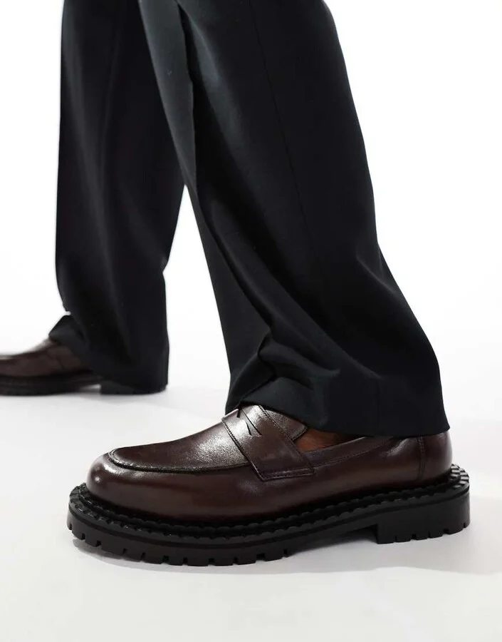 Walk London Jagger saddle loafers in brown leather - Image 4