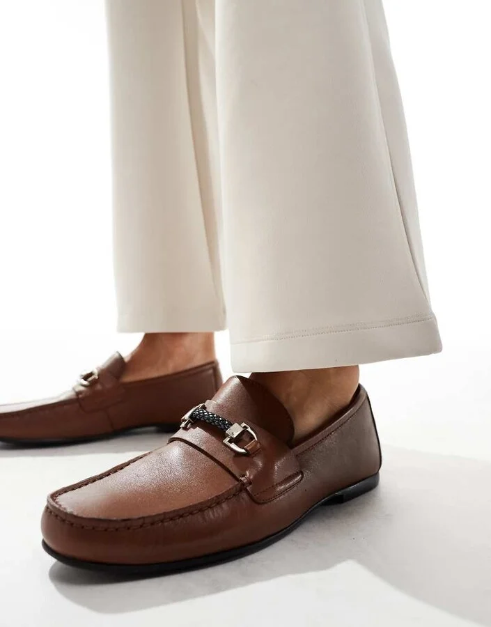 Walk London Luigi Rope Loafers In Tan Leather - Image 3